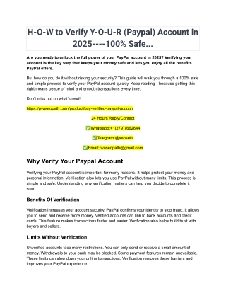 H-O-W to Verify Y-O-U-R (Paypal) Account in 2025----100% Safe