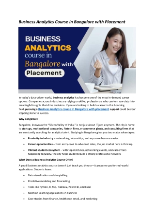 Business Analytics Course in Bangalore with Placement
