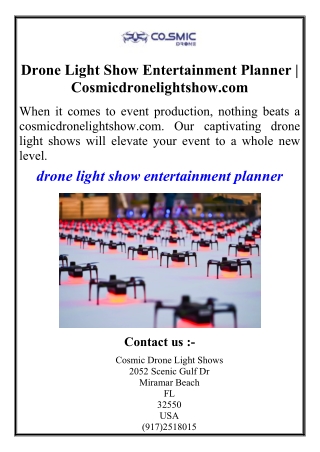 Drone Light Show Entertainment Planner | Cosmicdronelightshow.com