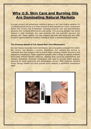 Why U.S. Skin Care and Burning Oils Are Dominating Natural Markets