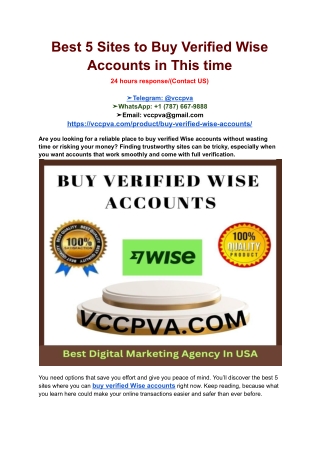 Best 5 Sites to Buy Verified Wise Accounts in This time