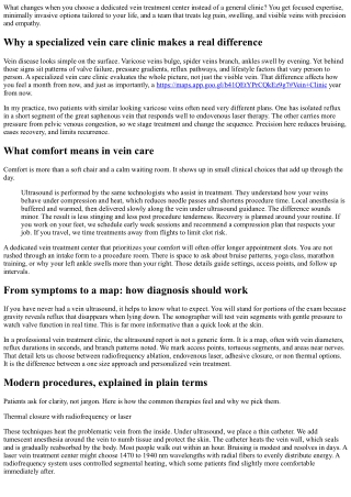 Dedicated Vein Treatment Center: Focused on Your Comfort