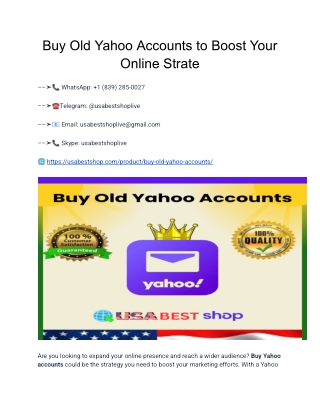 Buy Old Yahoo Accounts to Boost Your Online Strate
