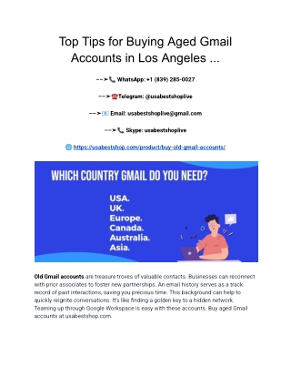 Top Tips for Buying Aged Gmail Accounts in Los Angeles