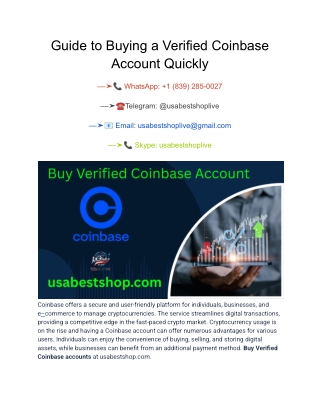 Guide to Buying a Verified Coinbase Account Quickly