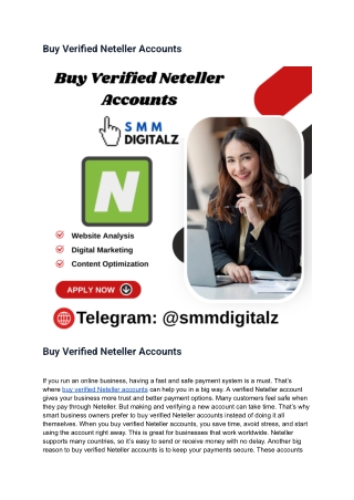 Top 8 Website To Buy Verified Neteller Accounts - 100% verified And Safe