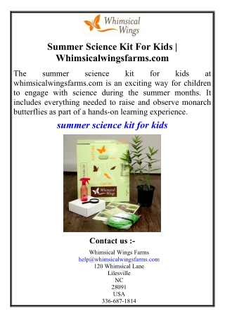 Summer Science Kit For Kids | Whimsicalwingsfarms.com
