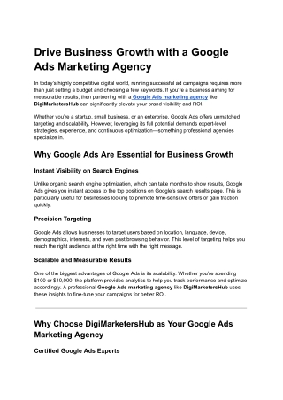 Drive Business Growth with a Google Ads Marketing Agency