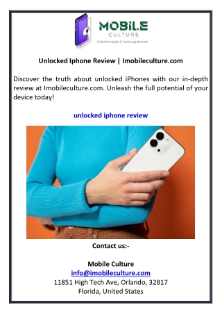 Unlocked Iphone Review  Imobileculture.com