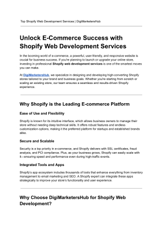 Top Shopify Web Development Services _ DigiMarketersHub