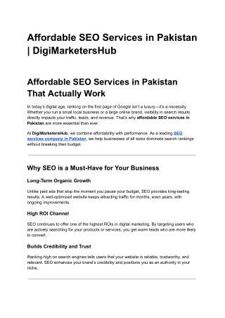 Affordable SEO Services in Pakistan _ DigiMarketersHub