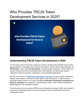Who Provides TRC20 Token Development Services