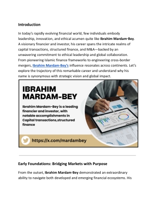 Ibrahim Mardam-Bey: Visionary Financier Shaping the Future of Global Capital and