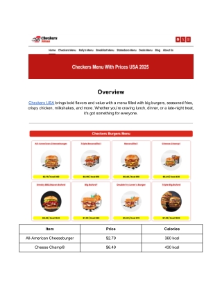 Checkers Menu pdf