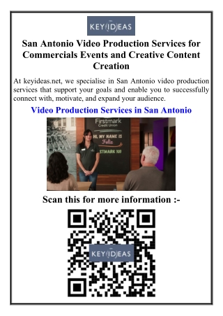 San Antonio Video Production Services for Commercials Events and Creative Content Creation