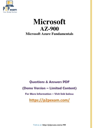 AZ-900 Exam PDF – Questions and Answers for Microsoft Azure Fundamentals