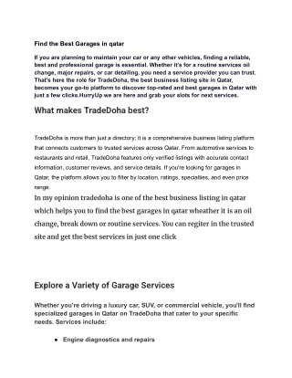 Find the best garages in Qatar