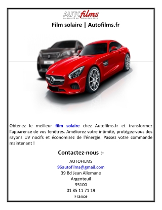 Film solaire  Autofilms.fr