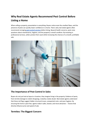 Why Real Estate Agents Recommend Pest Control Before Listing a Home