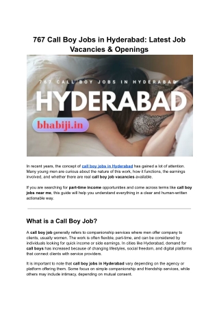 767 Call Boy Jobs in Hyderabad_ Latest Job Vacancies & Openings