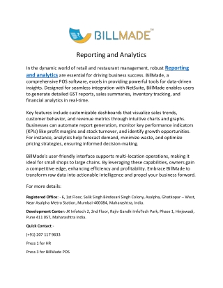 Report and Analytics Software in India