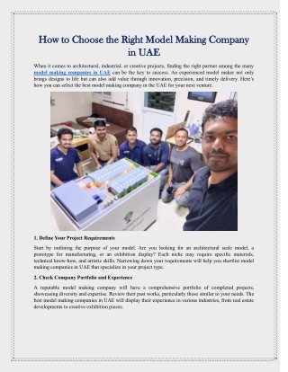 How to Choose the Right Model Making Company in UAE
