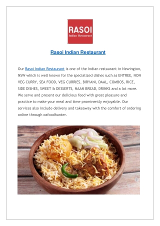 Rasoi Indian Restaurant Newington Menu | Order Online