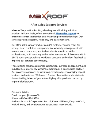 After Sales Support Service