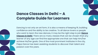 Dance Classes in Delhi – A Complete Guide for Learners