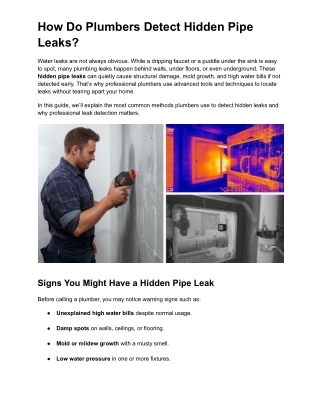 How do plumbers detect hidden pipe leaks_