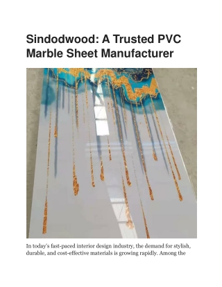 Premium PVC Marble Sheet Manufacturer – Quality by Sindodwood