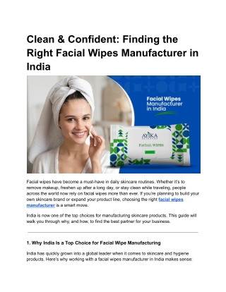 Facial wipes manufacturer in India