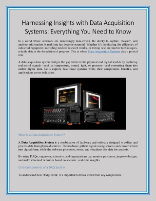 Harnessing Insights with Data Acquisition Systems Everything You Need to Know