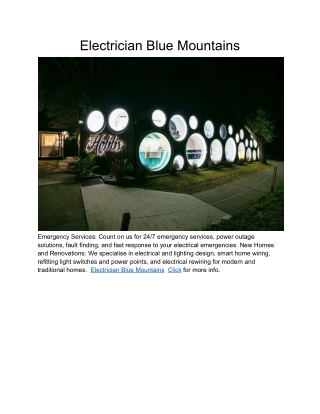 Electrician Blue Mountains