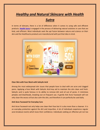 Healthy and Natural Skincare with Health Sutra