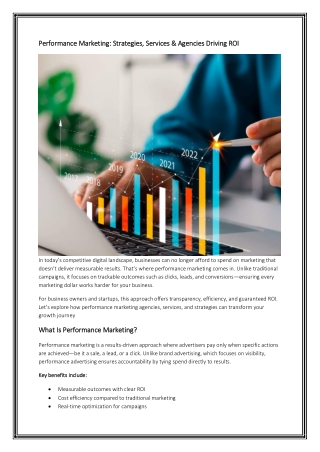 Performance Marketing- Strategies, Services & Agencies Driving ROI