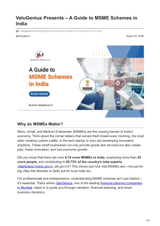 valugenius.in-ValuGenius Presents  A Guide to MSME Schemes in India