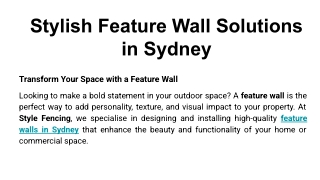 Stylish Feature Wall Solutions in Sydney