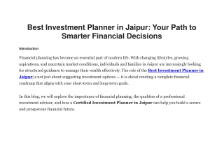 (Doc)Best Investment Planner in Jaipur Your Path to Smarter Financial Decisions