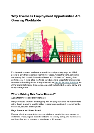 Why Overseas Employment Opportunities Are Growing Worldwide