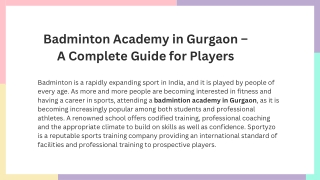 Badminton Academy in Gurgaon – A Complete Guide for Players
