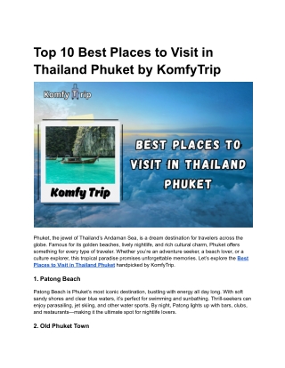 Best places to visit in thailand phuket