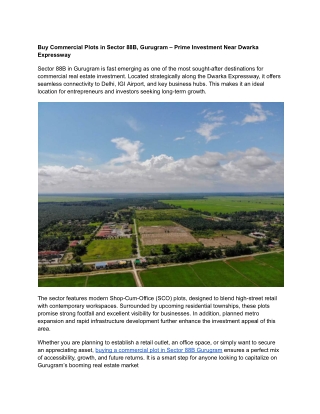 Buy Commercial Plots in Sector 88B, Gurugram – Prime Investment Near Dwarka Expressway