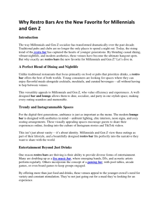 Why Restro Bars Are the New Favorite for Millennials and Gen ( Aug'25)