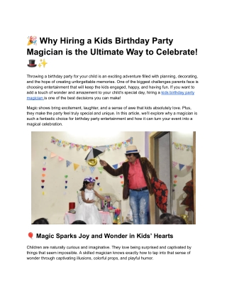 Why Hiring a Kids Birthday Party Magician is the Ultimate Way to Celebrate