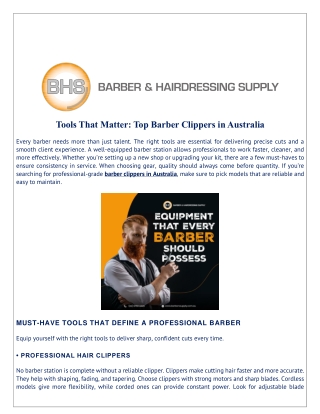 Tools That Matter: Top Barber Clippers in Australia