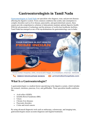 Gastroenterologists in Tamil Nadu