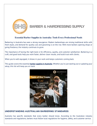 Essential Barber Supplies in Australia: Tools Every Professional Needs