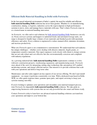 Bulk Material Handling Solutions in Delhi Portrucks