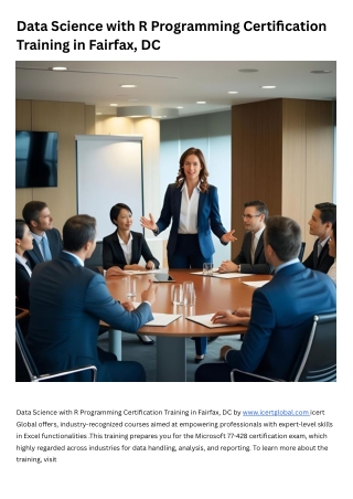 Data Science with R Programming Certification Training Course in Fairfax, DC